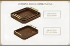 Luxury Decorative Wooden Serving Trays, Dark Brown Hexagonal Design with Gold Handles, 18x12 in/13.7x8.8 in, Modern Ottoman Tray Set of 2 for Coffee Table, Bar, Home Decor, Serving