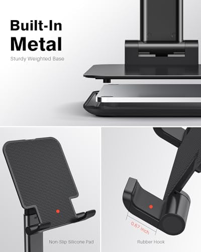 Anozer Tablet Stand Foldable & Adjustable, Portable Monitor Stand 5.55*3.94" Wide, Fit for iPad Holder Stand Compatible with iPad Pro 11, 12.9/for iPad 10.9; Surface Pro; Portable Monitor 4.7-15.6"