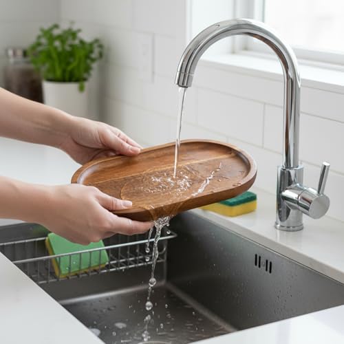 Small Wood Tray, 7.3"x 4" Mini Wooden Serving Tray Bathroom Countertop Organizer Trays Wood Counter Plates for Coffee Tables, Dessert, Snack, Fruit, Vegetable, Decor Restaurant