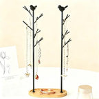 Jewelry rack, bird tree tower, hanging ring, earring, necklace, bracelet, suitable for living room, bathroom, office - black - color: G Black
