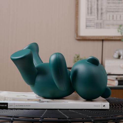 Bear Sculpture Statue Animal Figurine Gift Modern Decor Art for Home Office Dining Room Polyresin Green 11 Inch