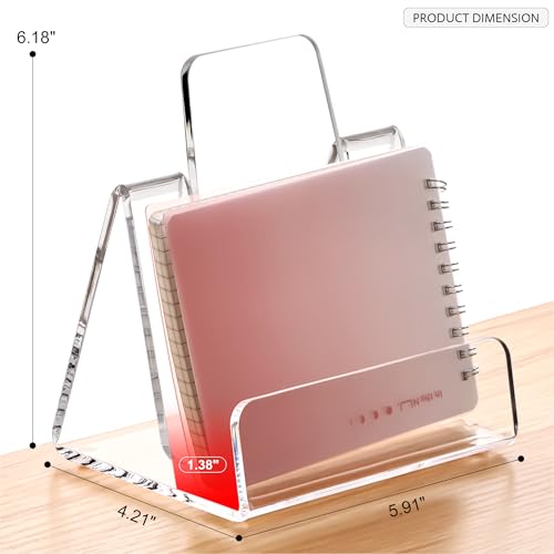 HeZone Acrylic Brochure Holder 5x6 Inch,Clear Pamphlet Holder Display Stand for Trifold 4&5&6 Inch Flyers,Pamphlets,Booklets,Menu,Leaflets for Office,Home,Store,1 Pack,A5
