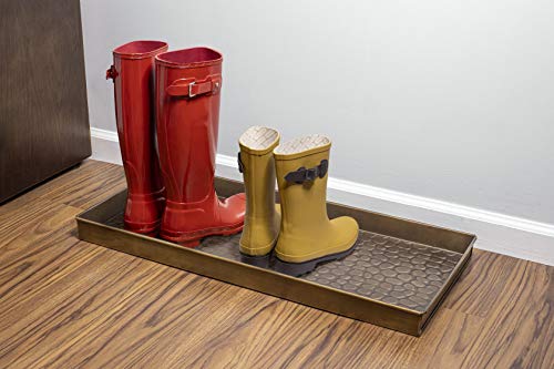 Good Directions Medium Boot Tray, Pebbles Multi-Purpose All Weather Decorative Boot Tray, Shoes, Plants, Garage, Patio Door, Pet Bowls, 30 inch Entry Indoor Shoe Tray, Brass Finish - color: Brass, style: Pebbles