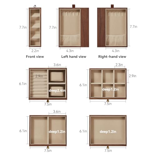 CHOSIN Black Walnut Wooden Jewelry Box for Women Classical Solid Wood 4-Layer Jewelry Organizer Double Sided Visibility Necklace Storage Layer Watch Necklace Ring Earring Mothers Day Gifts for Mom - style: 4 Layer C