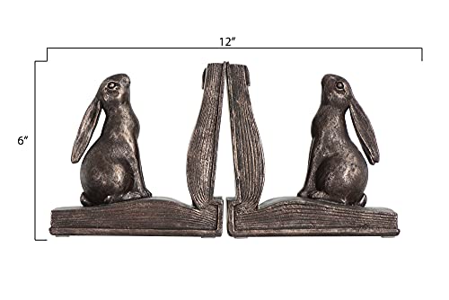 Creative Co-Op Bunny Rabbit Bookends, Set of 2, Bronze Finish - color: Bronze Finish