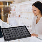50 Gem Display Case Diamond Gemstone Storage Box, Small Round Plastic Containers Box Jewelry Organizer Container with Foam, Black Foam Gem Jars Showcase with 50 Gemstones Storage Jar