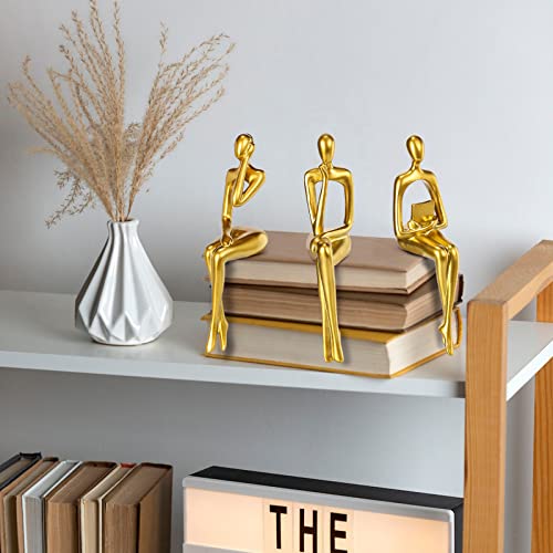BMLCGJ Thinker Statue Gold Decor Abstract Art Sculpture, Golden Resin Collectible Figurines for Home Living Room Office Shelf Decoration,Great Gifts Ideas (Sitting Posture-Gold) - color: Sitting Posture--gold
