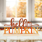 COCHIE Metal Hello Pumpkin Sign, Orange Fall Decorations for Home, Office, Shelf, Mantel, Indoor, Autumn Pumpkin Decoration, Hello Fall Decor (Autumn A) - style: Autumn A