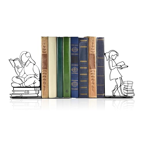 Cute Bookends Decorative, Durable Metal Book Holders with Timeless Appeal, Black, 1 Piece, 6.3x4.5x1.2 inches