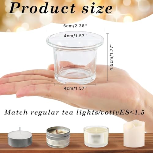 Tealight Candle Holder Set of 12,Glass Votive Candle Holders,Clear Tea Light Holders Bulk for Wedding Holiday Birthday Party Dinner & Home Decor