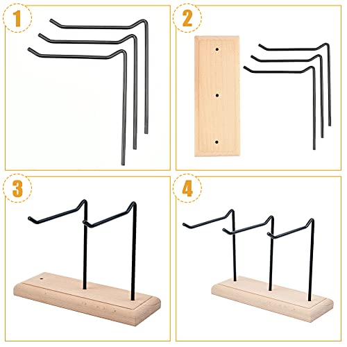 1-Tier 3-Row Wood Jewelry Display Stands 8.27x6.69x6.69 Inch Metal Tabletop Jewelry Organizer Black Metal Earing Tower Stand for Earring Bracelet Watch Chain Keychain for Ring Storage