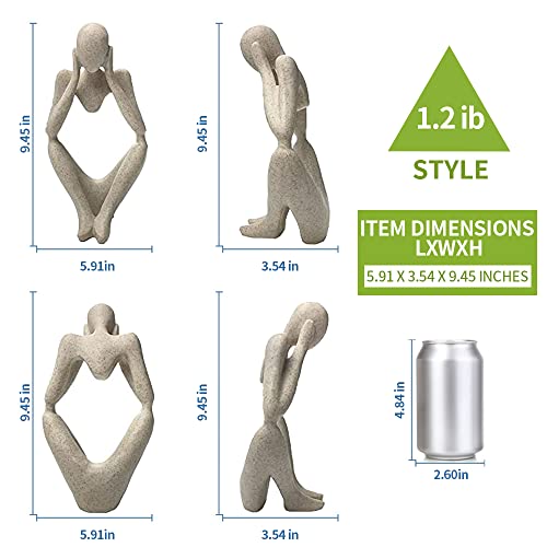 Sandstone Resin Thinker Style Abstract Sculpture Statue Collectible Figurines Home Office Bookshelf Desktop Decor(Sandstone - think Deeply) - color: Sandstone - Think Deeply