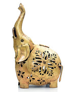 eTroves Metal Tealight Holder, Handmade Decorative Elephant Tea Light Candle Holder for Home, Farmhouse, Living Room, Patio, Decorations, 8 Inch, Golden