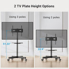 PERLESMITH Rolling TV Stand, Mobile TV Stand for 23-60 Inch LCD LED TVs, Tilt TV Stand Wheels Holds up to 88Lbs, Portable TV Stand for Bedroom with Shelf, Outdoor TV Stand Max VESA 400x400mm PSTVMC06 - size: 23-60 Inch