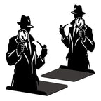 Peacoblue Metal Bookends for Shelves, Modern Decorative Heavy Duty Study Book Ends Stoppers for Office Desk Shelf Room 5.3"x4.3"x7.9" Cast Iron Tall Bookends 1 Pair (Detective with Magnifying Glass) - style: Detective with Magnifying Glass