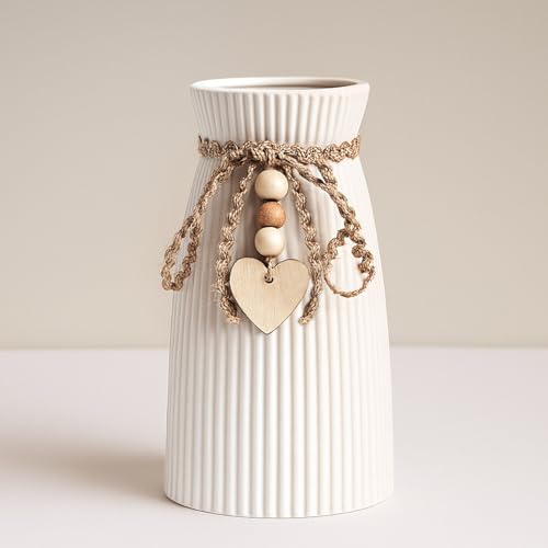 DomeStar White Ceramic Vase, Small Flower Vase for Pampas Grass, Home, Living Room, Dining Table, Farmhouse, Office Decor, Bedroom, Table, Kitchen Shelf, Minimalist Modern Home Decoration - color: White