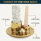 Handmade Ceramic Incense Burner for Palo Santo Incense Sticks, 4 in 1 Multi-Purpose Sage Holder for Burning, Ash Catcher Tray for Meditation Yoga Room (Golden) - color: Golden