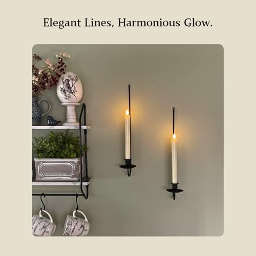 Batoslee Black Wall Candle Holder Set of 4, Stylish Metal Wall Mount Candle Sconces, Modern Christmas Wall Decor for Living Room, Dining Room, Fireplace, and Farmhouse - color: Single-arm 4pcs