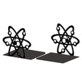 Peacoblue Metal Bookends for Shelves, Modern Decorative Heavy Duty Study Book Support Stoppers for Office, Desk, Shelf, Room 5.3"x4.3"x4.6" Cast Iron Simple Tall Bookends, 1 Pair (Atom) - style: Atom