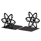 Peacoblue Metal Bookends for Shelves, Modern Decorative Heavy Duty Study Book Support Stoppers for Office, Desk, Shelf, Room 5.3"x4.3"x4.6" Cast Iron Simple Tall Bookends, 1 Pair (Atom) - style: Atom