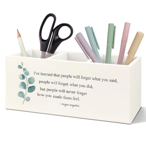 SNNDER Inspirational Maya Angelou Quote Pen Holder, Motivational Desk Decor, Inspirational Positive Gifts Wooden Pen Pencil Holder Organizer for Home Office Desk Accessories - color: the Best Things in Life