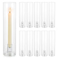 Glass Hurricane Candle Holder: 11.8" Tall Candlestick Holder Bulk with Cylinder Windproof Cover Set of 10 Clear Taper Candle Holders for Wedding Party Birthday Christmas Decor - size: 11.8" H - 10 Pcs