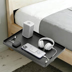 Bedside Shelf for Dorm Bunk Bed, Bed Side Table Tray Organizer, Clip On Nightstand, College Dorm Room Essentials, Bedside Tray with Cable Management for Dormitory, Back to School