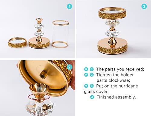 Candle Holder, Pillar Candle Holders, Crystal Candlesticks Holder for Wedding, Parties, Events, Chirstmas,Home Decor, Table Centerpieces CH028D (L) - size: Gold ( L )