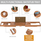 Premium Teak Bathtub Tray Caddy, Expandable Wooden Bath Tray for Tub,Luxury Bathroom Accessories,Great House Warming, Anniversary & Wedding and Birthday Gifts - color: Teak Wood