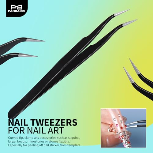 FANDAMEI Nail Art Tools, Nail Brush, 15 PCS Nail Art Brushes, 5 PCS Nail Dotting Tool, Nail Stand, Nail Holder For Painting Nails, Nail Tools, Nail Design Tools, White - color: White