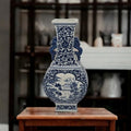 17" Classic Blue and White Porcelain Vase, Landscape Ceramic China Qing Style （D18）