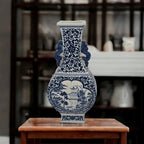 17" Classic Blue and White Porcelain Vase, Landscape Ceramic China Qing Style （D18）
