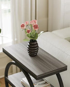LITTLE TREE End Table, 3-Tier Side Table, Slim Sofa Side Table for Living Room, Tall Bedside Table Nightstand for Bedroom, Grey and Black - color: Grey
