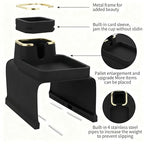 Luxury Gold Trim Couch Cup Holder Tray - Weighted Silicone Anti-Spill Sofa Armrest Organizer, Non-Slip Recliner Tray Table for Drinks, Remote, Phone - Fits Most Couch Arms, Home Gift,Black - color: Black