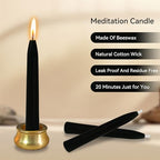 Dripless Taper Candle Meditation Candles,Black 20 Minute Mini Prayer Candlestick Pure Beeswax Candles with Brass Candle Holder for Yoga & Spiritual Rituals,30-BLA - color: MCBEE30PC-BLACK