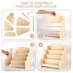 Exood Greeting Card Organizer Display Stand , 4-Tier Wooden Rack Holder for postcard Brochure Photos Sticker Retail