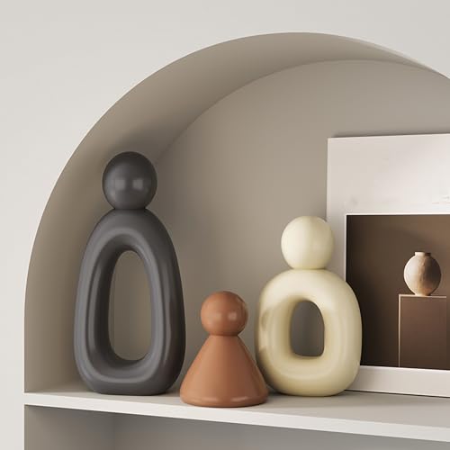 XINXUAN XGZY Abstract Three Sculptures - Minimalist Home Decoration, Modern Living Room Character Design, Desktop Decoration, Neutral Resin Art, Meaningful Home Gifts ﻿ - color: Brown, Beige, Coffee