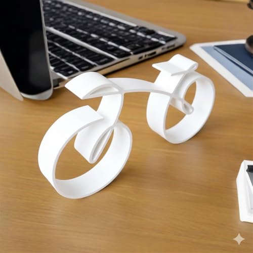 Minimalistic Bicycle Sculpture Wire Framed Style, Bike Silhouette, Gift for a Cyclist, Bicycle Art Wall Decor, Side Table Statue Decor, Home Decoration (White, 7.87in*4.72in) - color: White