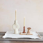 Creative Co-Op Round Dcorative Handmade Paper Mache Taper Holder, Terra-Cotta