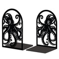 Peacoblue Metal Bookends for Shelves, Modern Decorative Heavy Duty Study Book Support Stoppers for Office, Desk, Shelf, Room 5.3"x4.3"x7.9" Cast Iron Simple Tall Bookends, 1 Pair (Octopus) - style: Octopus