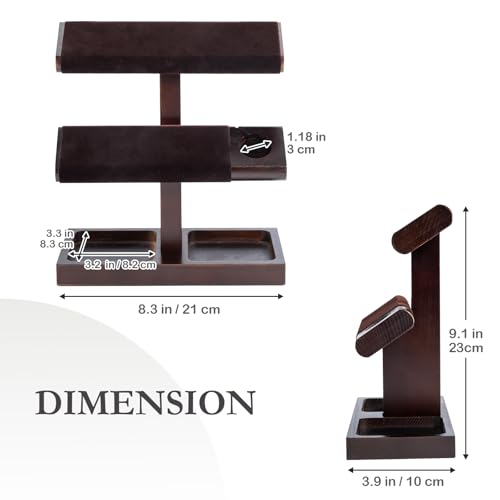ProCase Wood Watch Display Stand Holder for Men, Wristwatch Tower with T-Bar Design, Hanging Watch Rack, Wooden Wrist Watch Tree - color: Darkbrown, size: 2-Tier