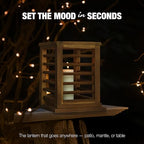Premium 11.5" H Lantern Decorative Indoor & Outdoor - Large Wooden Candle Lantern & Plant Stand for Holiday Decor, Farmhouse, Patio, Table | Golden Teak Finish