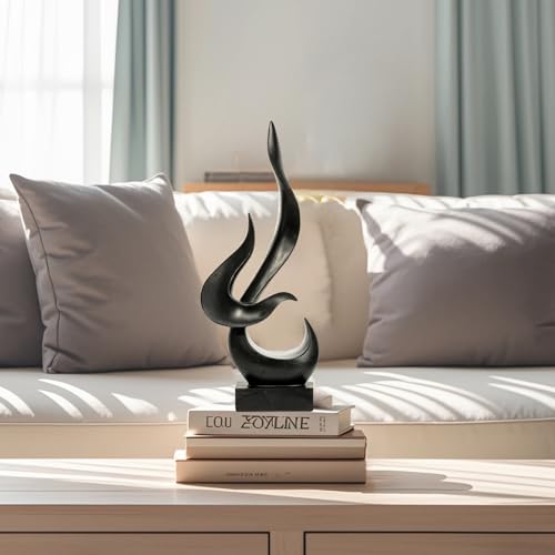 Gold Fire Flame Sculpture, Modern Abstract Resin Statue, Art Statue Home Decor for Living Room TV Stand Coffee Table Shelf Accents Decor.（Small） - color: Black, size: Medium