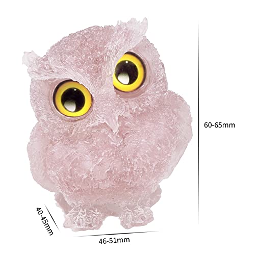 mookaitedecor Rose Quartz Owl Statue Sculpture Stone, Carved Animals Night Owl Figurine Crystal Ornament for Desktop Office Home Decor - color: Pink, size: 2.36 inch