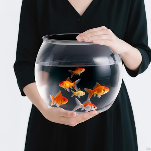 Geelin 1.5 Gallon Plastic Fish Tank Large Bowl Shatterproof with Crystal Clear Clarity for Terrarium, Flower Vase Centerpiece Gift for Fish Lovers (Round) - size: 1.5 Gallon, style: Round