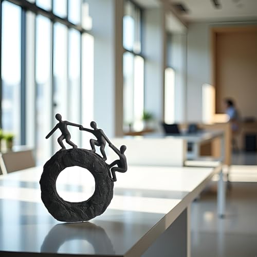 Abstract Sculptures - Living Room and Office Dynamic Climbing Wall Character Decoration, Black Statue 7x8x1.5 inches Elegant Black Home Decoration Gift Creativity - color: Round Climbing