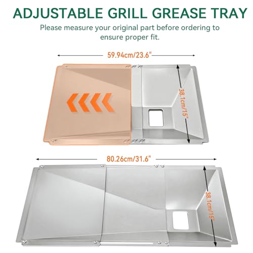 Universal Grease Tray with Catch Pan Replacement for Nexgrill 720-0830H 720-0888S 720-0888N, Adjustable Drip Pan for 3/4/5/6 Burner, BBQ Grill Pan for Charbroil, Dyna Glo, Expert, BHG,Expert Gas Grill - color: Sliver Universal