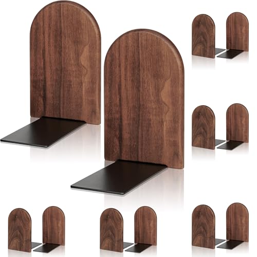 6Pairs Book Ends Bulk Hold Heavy Books Wood Bookends for Heavy Books Heavy Duty Walnut Book Ends for Men Wood Bookends for Office Desk Non-Skid - color: Arch Blackwalnut, size: 6Pair
