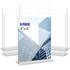 KOOLDE Acrylic Sign Holder 4x6 Inches 6 Pack T Shape Desktop Display Stand Vertical Double Sided Clear Table Menu Flyer Holder for Restaurants, Office, Shop, Wedding - color: 6 pack