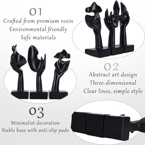 3 Pcs Thinker Large Statue Set - Black Art Abstract Home Accent Figurines for Living Room, Bedroom, Shelves, Office Desktop, Coffee Table Decor, Gift for Women (3 Pcs Black, 9") - color: 3 Pcs Black, size: 9"